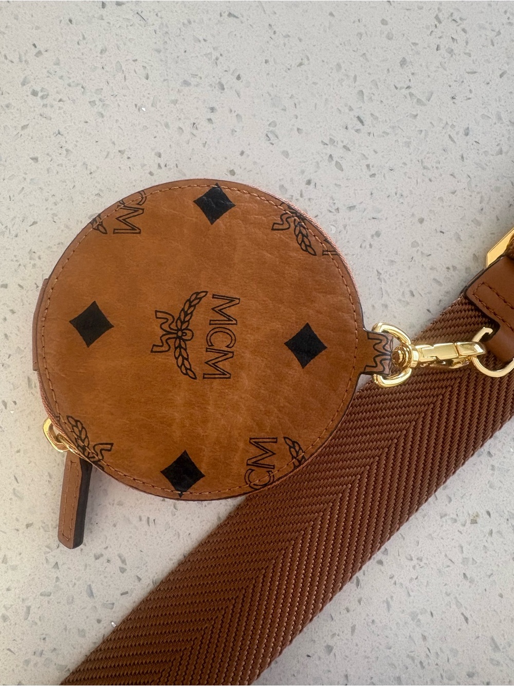MCM Cognac Logo Visetos Oval Crossbody with Coin Pouch - Picture 4 of 8